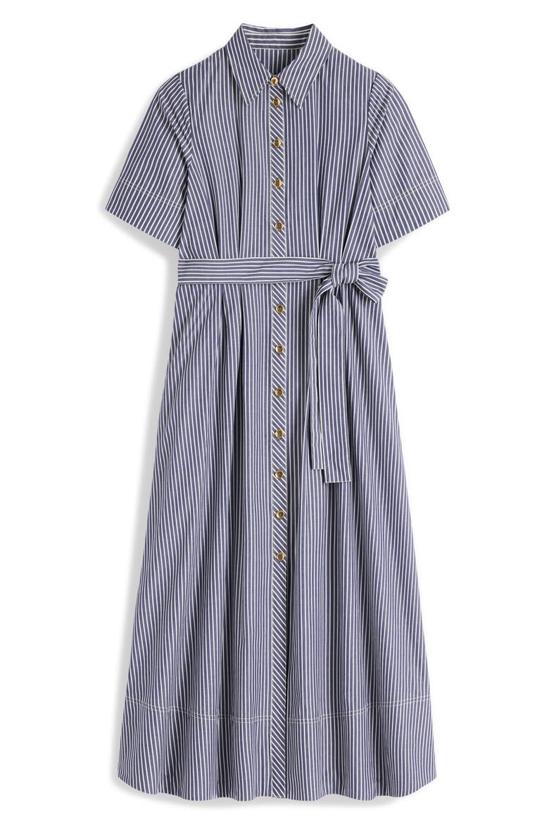 Striped Cotton Midi Shirt Dress, Alternate, color, NAVY IVORY FINE STRIPE