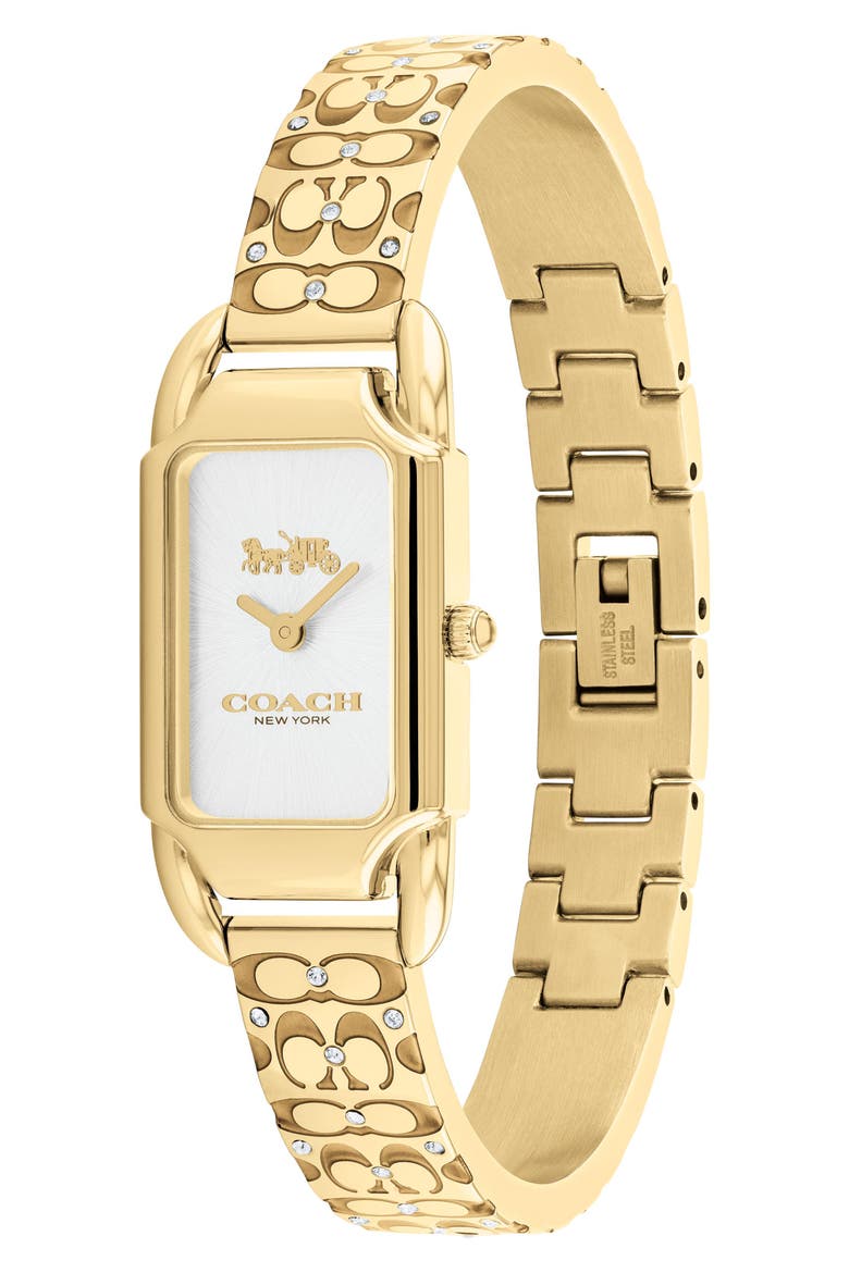 Cadie Crystal Rectangular Bracelet Watch, 17.5mm x 28.5mm, Alternate, color, SILVER WHITE