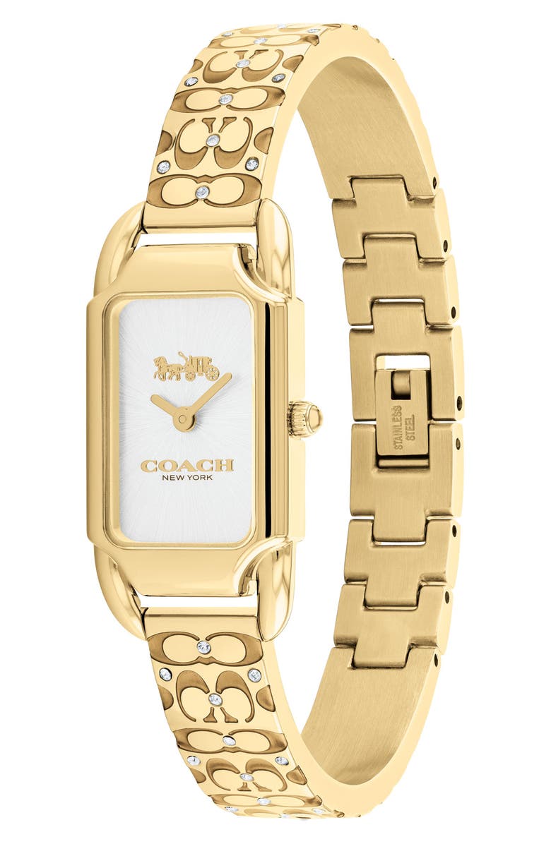 COACH Cadie Crystal Rectangular Bracelet Watch, 17.5mm x 28.5mm, Alternate, color, Silver White