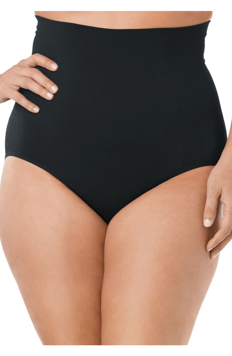 Secret Solutions Instant Shaper Medium Control Seamless High Waist Brief, Main, color, Black