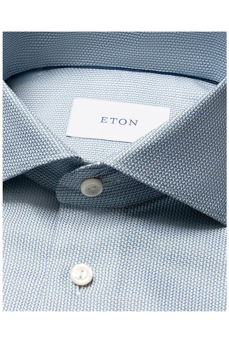 Slim Fit Semisolid Blue Cotton Dobby Dress Shirt, Alternate, color, DARK BLUE