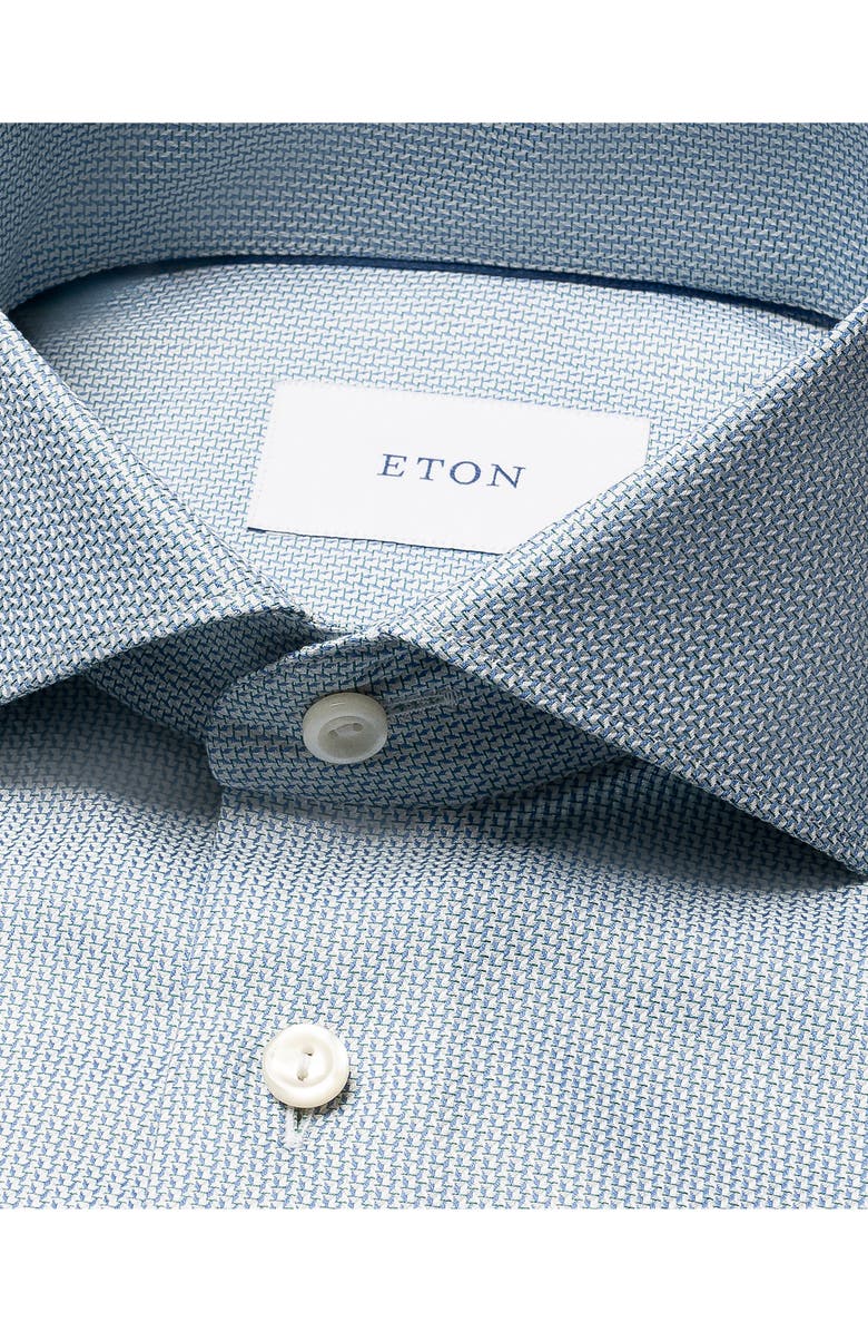 Eton Slim Fit Semisolid Blue Cotton Dobby Dress Shirt, Alternate, color, Dark Blue