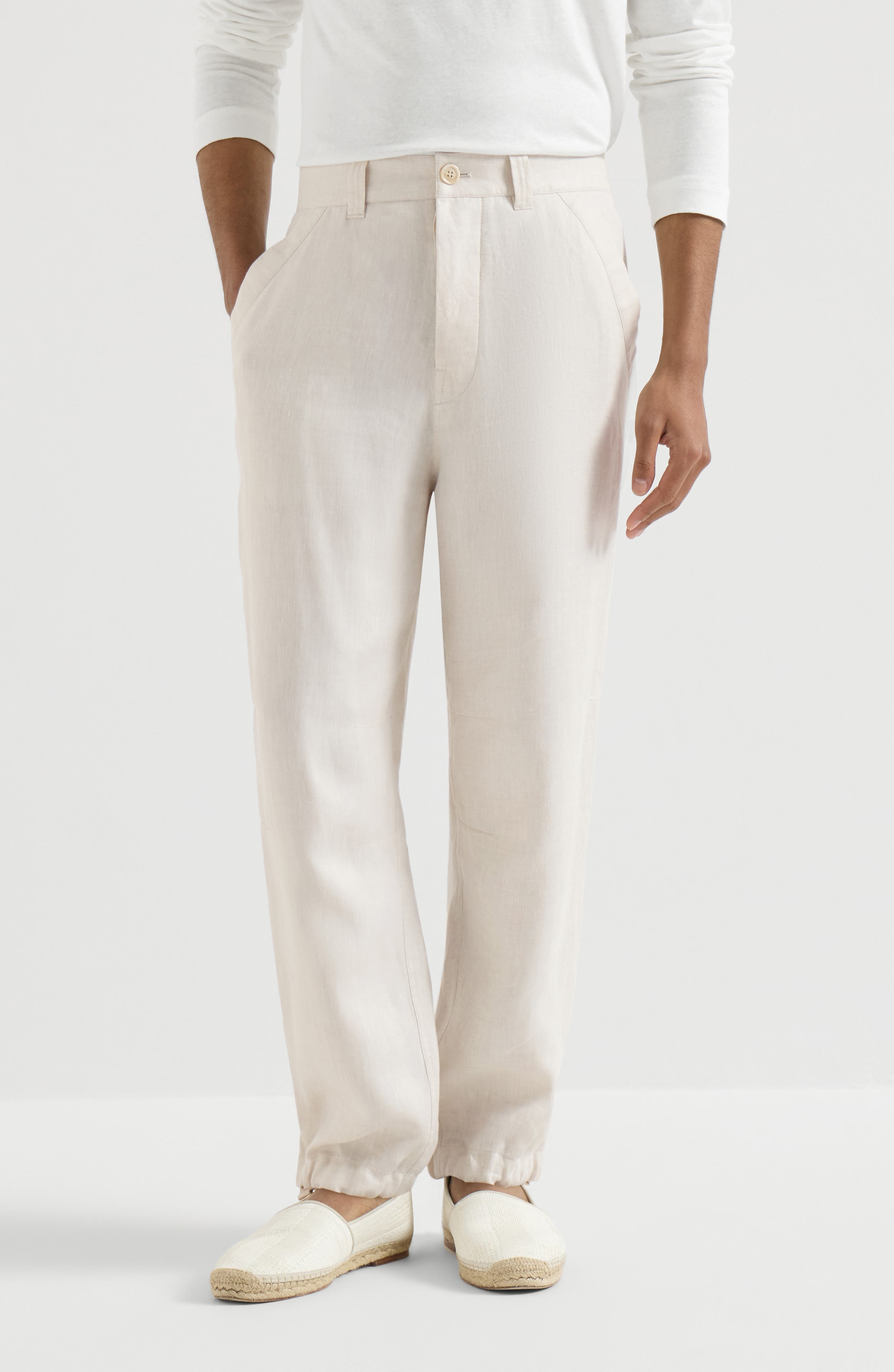 Linen trousers with drawstring