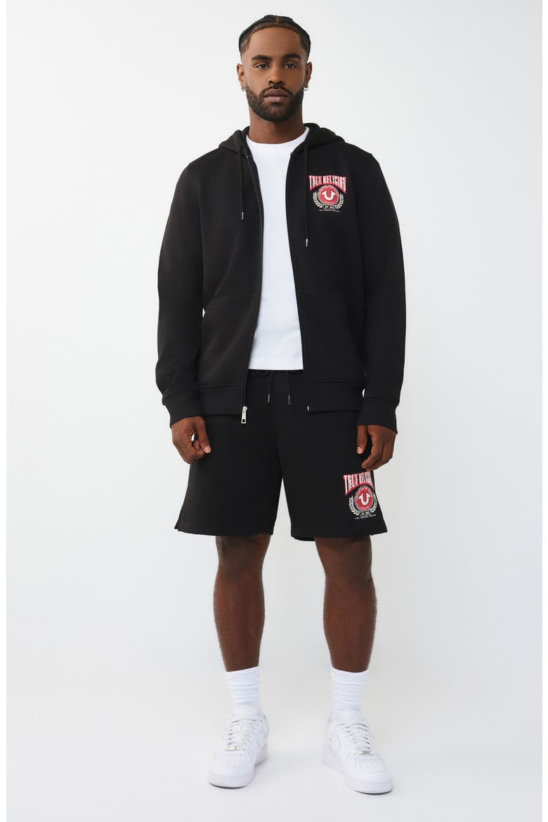 College Sweat Shorts, Alternate, color, JET BLACK