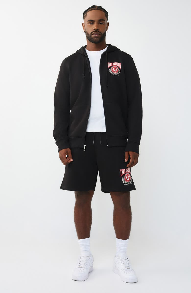 True Religion College Sweat Shorts, Alternate, color, Jet Black
