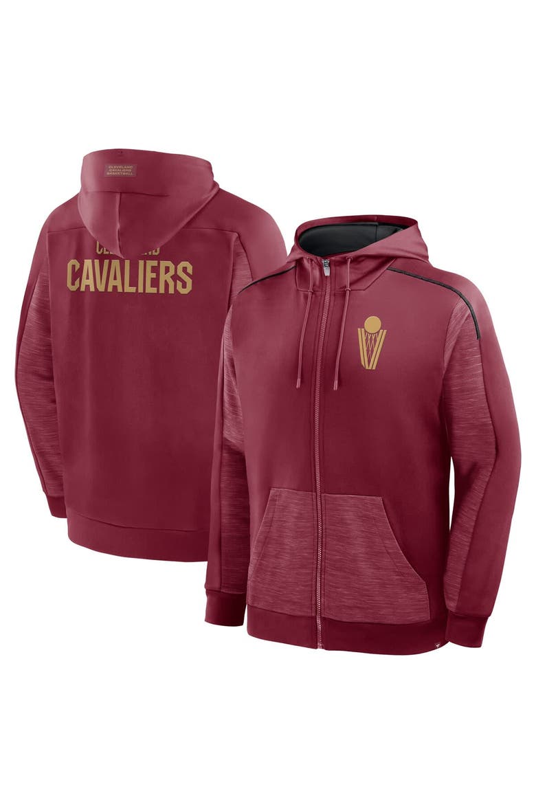 Men's Fanatics Wine Cleveland Cavaliers Back Door Cut Play Defender Full-Zip Hoodie, Main, color, Wine
