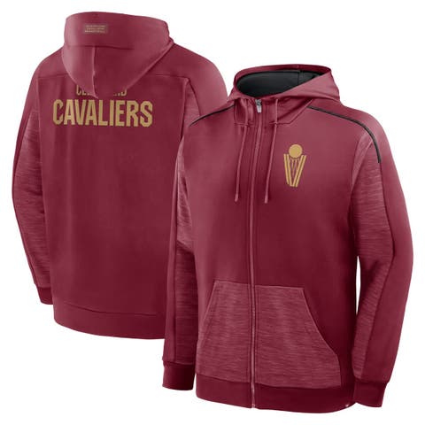 Men's Fanatics Wine Cleveland Cavaliers Back Door Cut Play Defender Full-Zip Hoodie