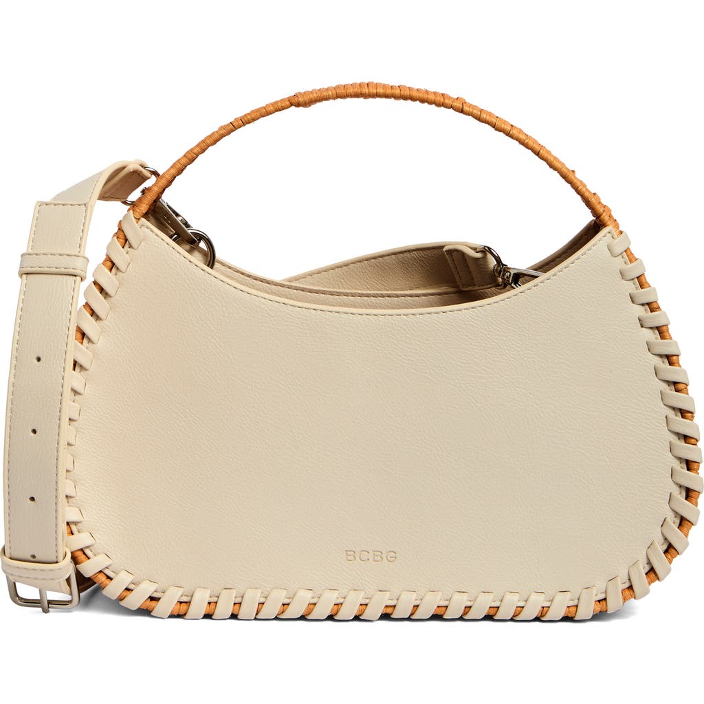 Bcbg Wicker Whipstitch Tote Bag In Natural/soft Alabaster