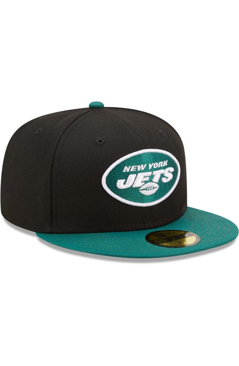 New Era Men's New Era Black/Green New York Jets Flipside 2Tone 59FIFTY Fitted Hat, Alternate, color,
