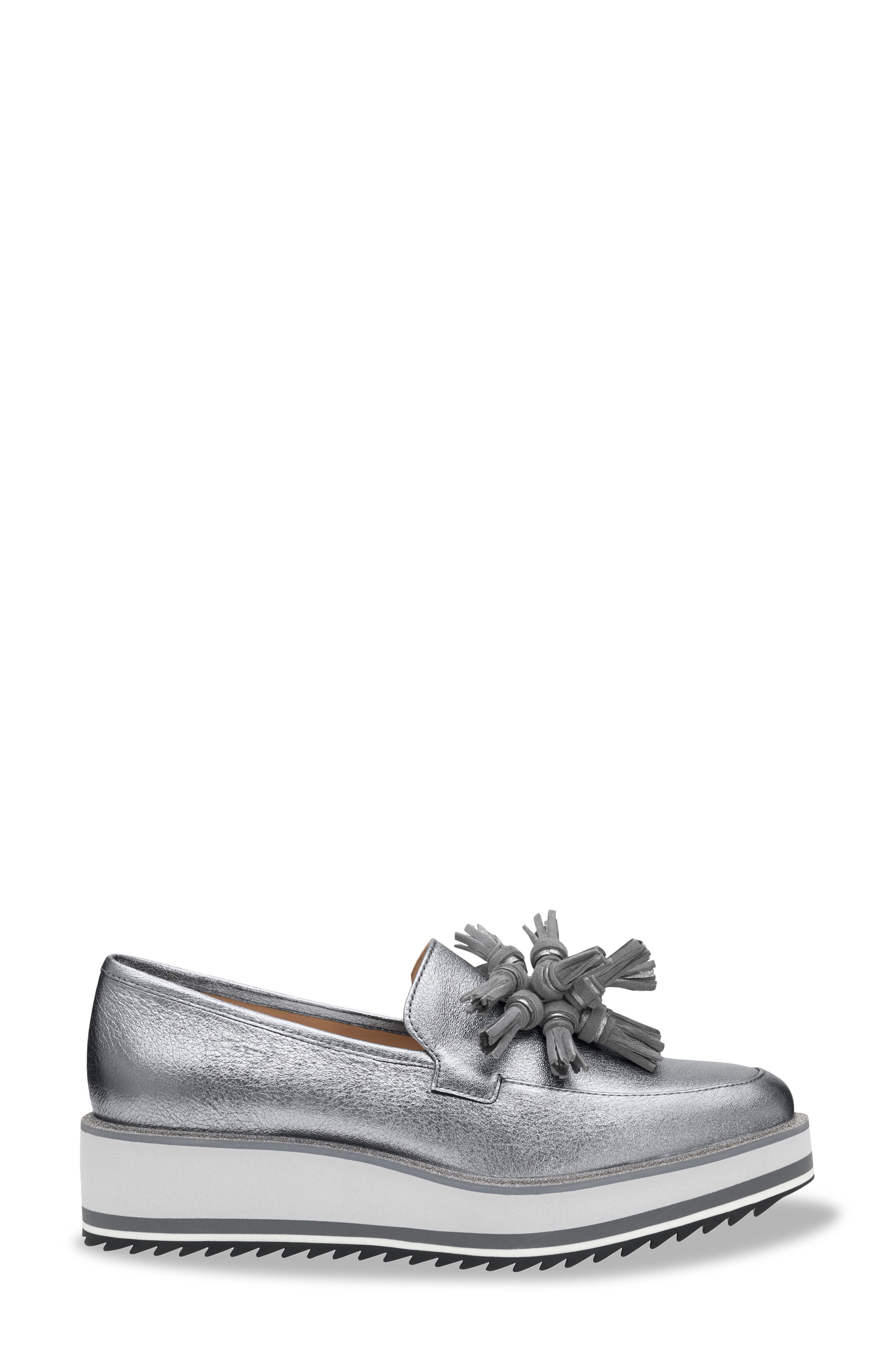 Johnston & Murphy Gracelyn Tassel Loafer, Alternate, color, Pewter Metallic Sheepskin