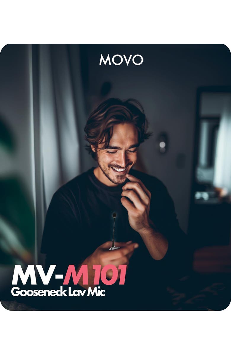 MOVO MV-M101 Gooseneck Omnidirectional Lavalier Microphone- Compatible with DJI Mic/Rode Wireless Go Series Wireless Transmitters, Alternate, color, Black