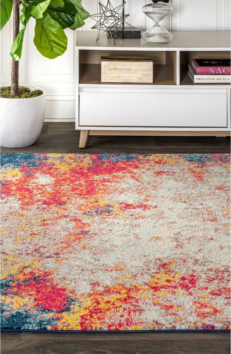 JONATHAN Y Contemporary POP Modern Abstract Area Rug, Alternate, color, Cream/Blue