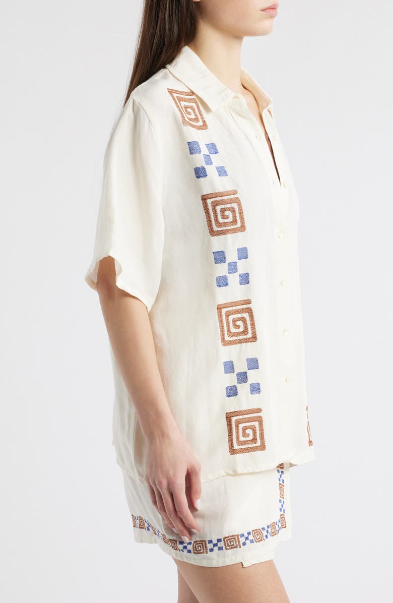 Rip Curl San Carlos Embroidered Short Sleeve Button-Up Shirt, Alternate, color, Lily