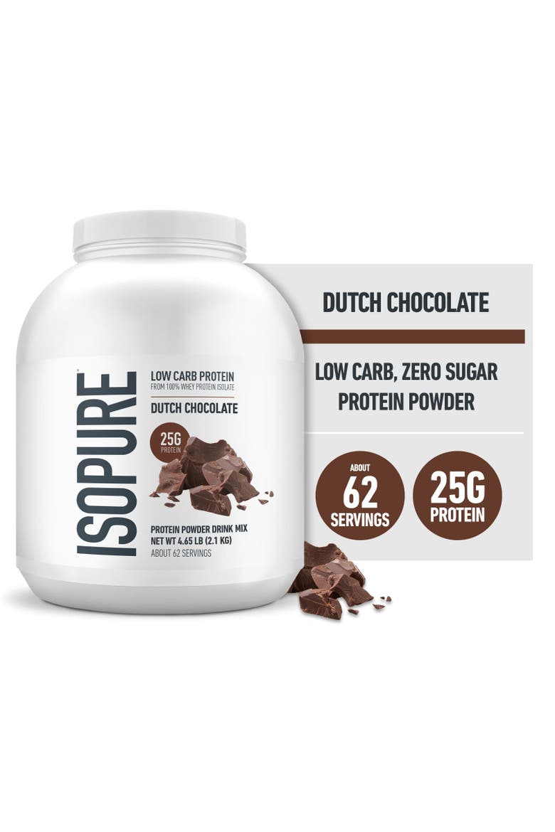 Low Carb Pure Whey Isolate Protein Powder Dutch Chocolate, Main, color, None