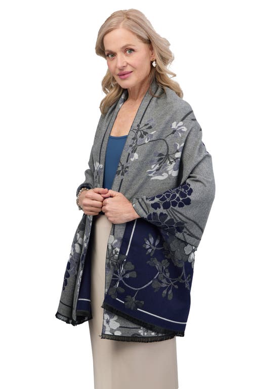 Saachi Floral Reversible Scarf In Navy