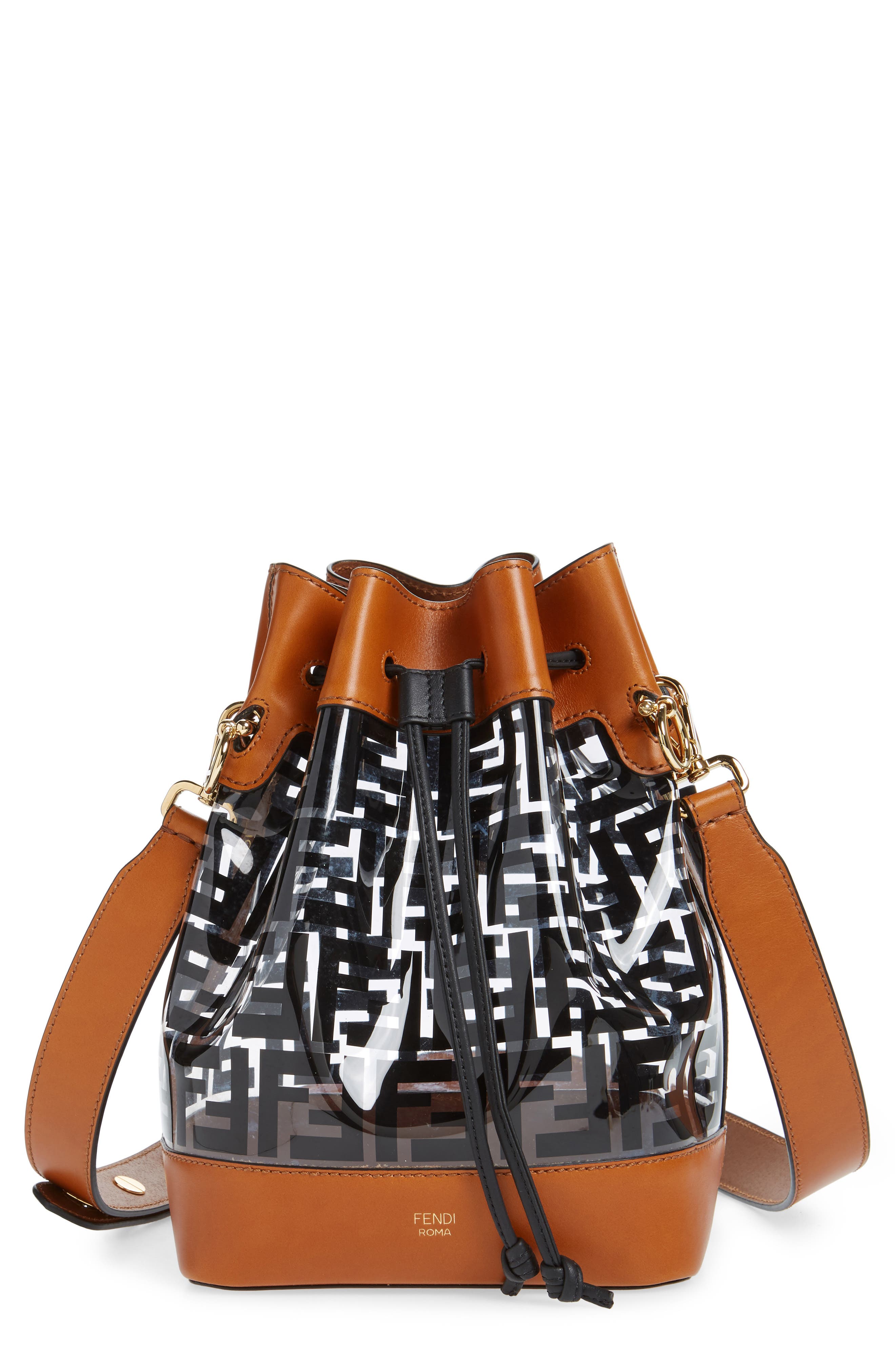 Fendi Mon Tresor Logo Transparent Bucket Bag, Main, color, 