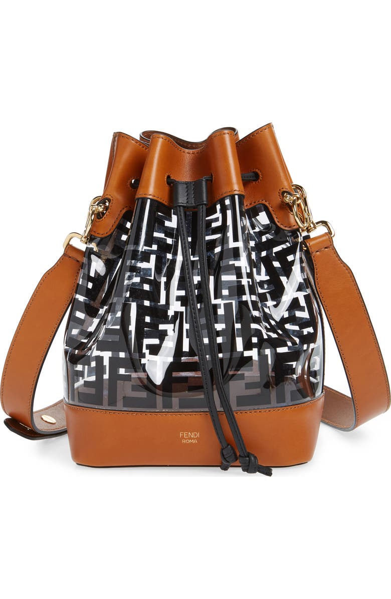 Fendi Mon Tresor Logo Transparent Bucket Bag, Main, color,