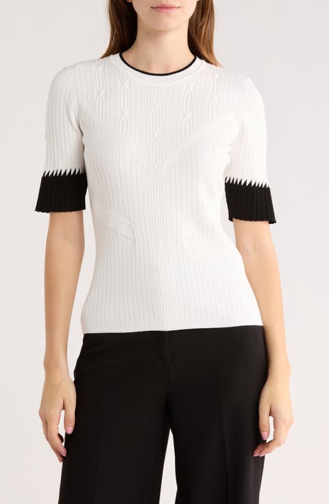 Medora Cable & Rib Knit Crewneck Sweater