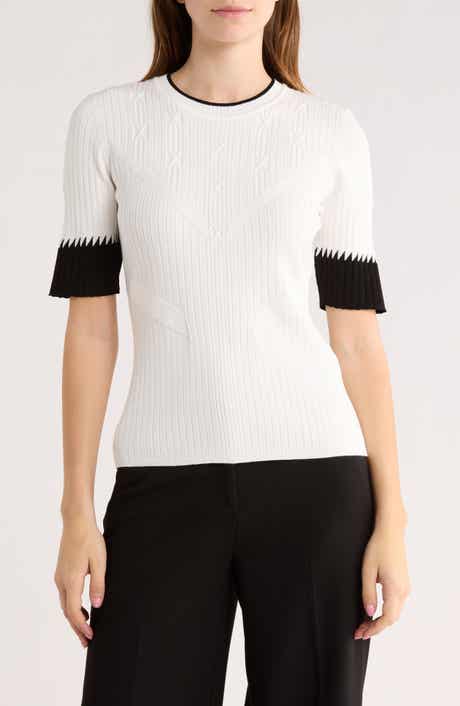 DVF Medora Cable & Rib Knit Crewneck Sweater