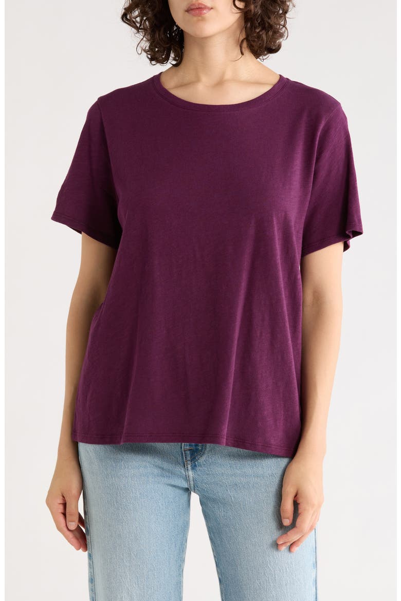 Crewneck Short Sleeve Organic Cotton T-Shirt, Main, color, BLACKBERRY