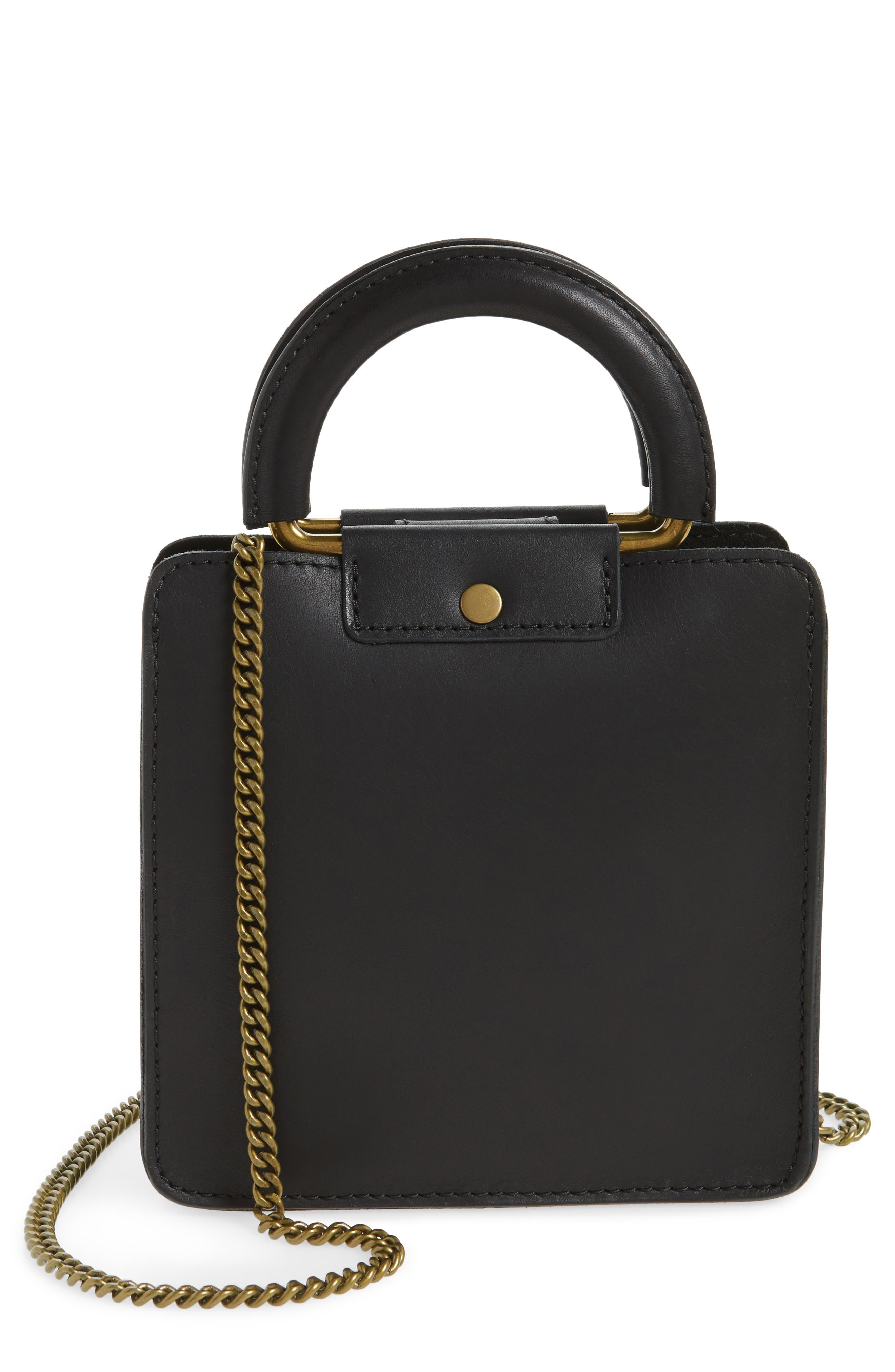 Leather Crossbody Bag, Main, color, TRUE BLACK
