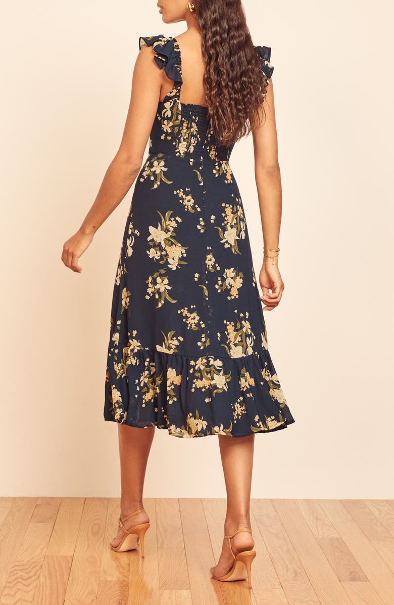 Reformation Bondi Floral Midi Dress, Alternate, color,