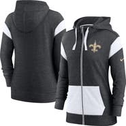 Nike Women's Nike Heather Black/White New Orleans Saints Plus Size Monaco Full-Zip Lightweight Hoodie