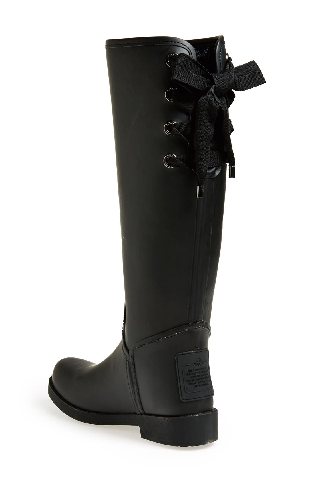 'Tristee' Waterproof Rain Boot, Alternate, color, BLACK
