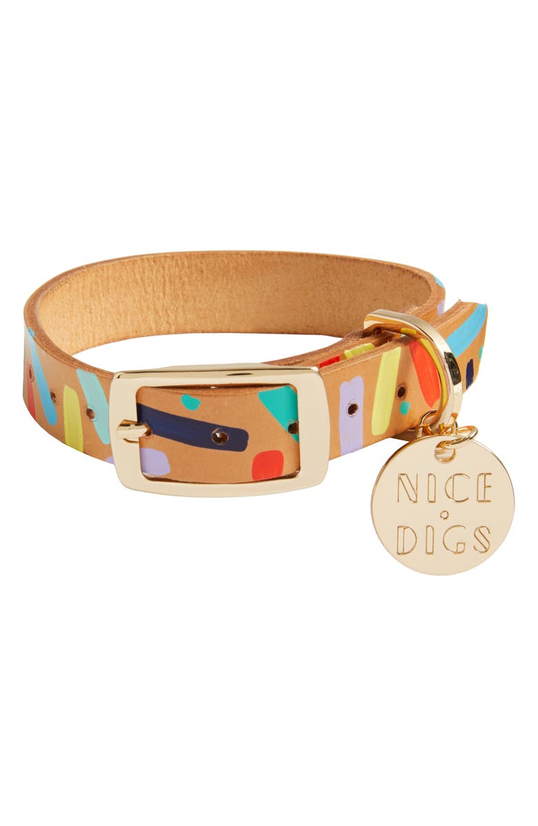 NICE DIGS Confetti Leather Dog Collar, Main, color,