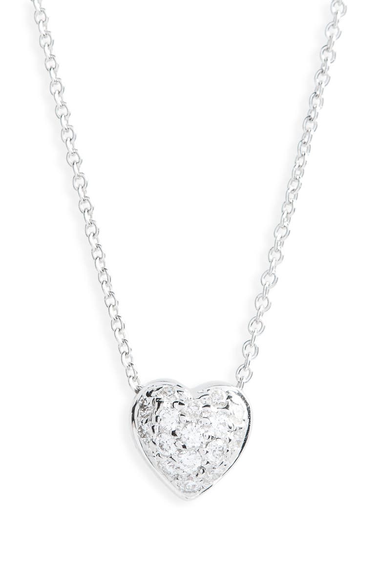 Pavé Heart Pendant Necklace, Main, color, WHITE