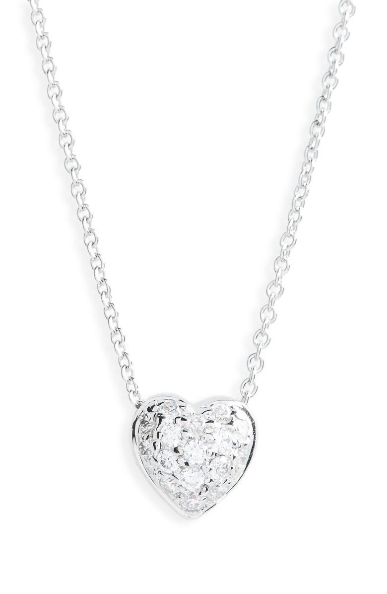 Roberto Coin Pavé Heart Pendant Necklace, Main, color, White