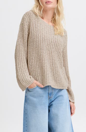 B.young Mara Crewneck Knit Top In Gray