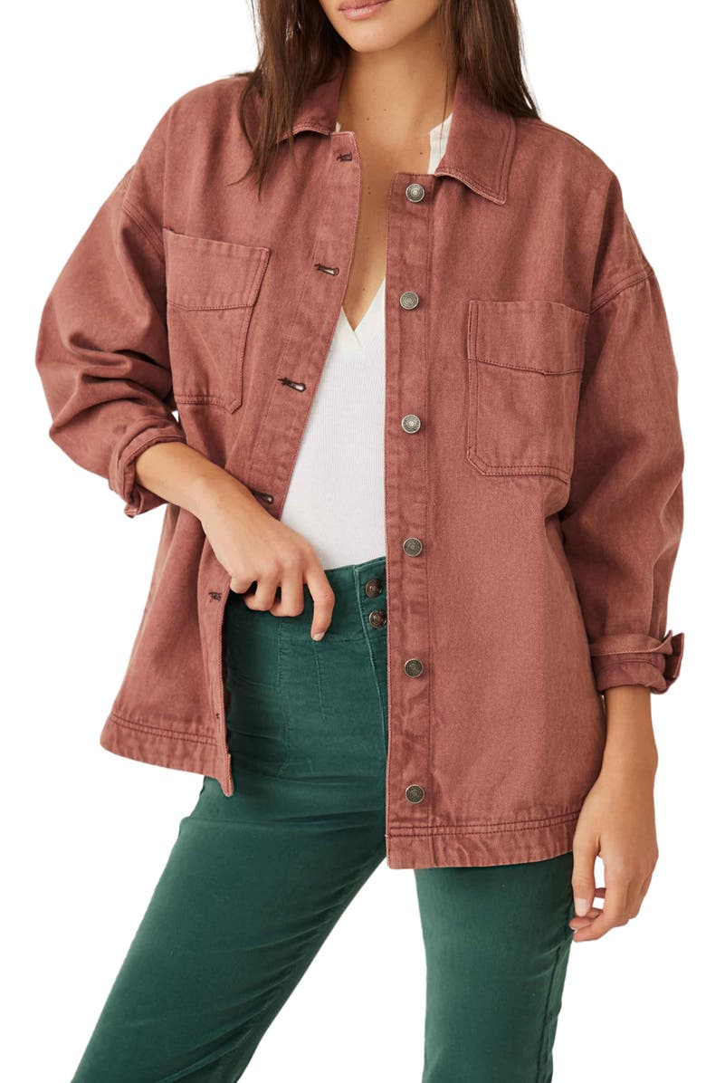 Free People Madison City Twill Jacket, Main, color, Chocolate Lava