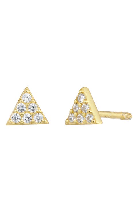 CZ Triangle Stud Earrings
