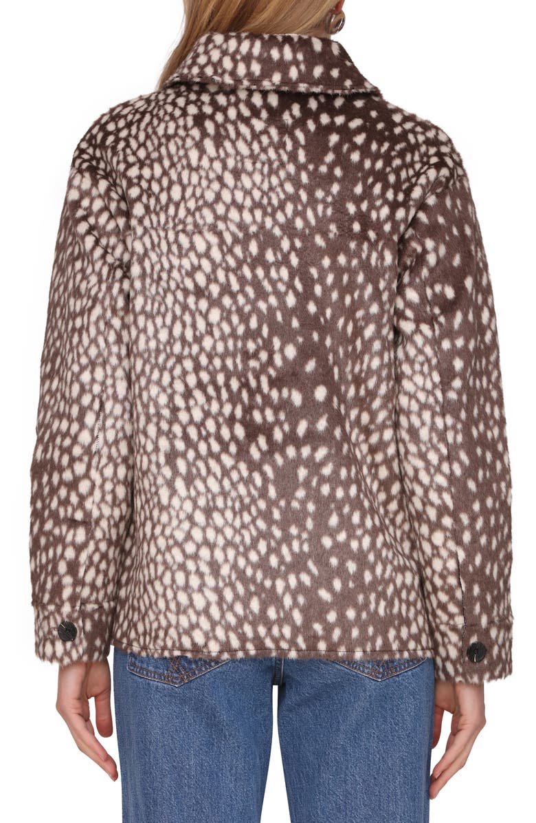 Avec Les Filles Cheetah Print Faux Fur Shirt Jacket, Alternate, color, Brown Spotted Animal