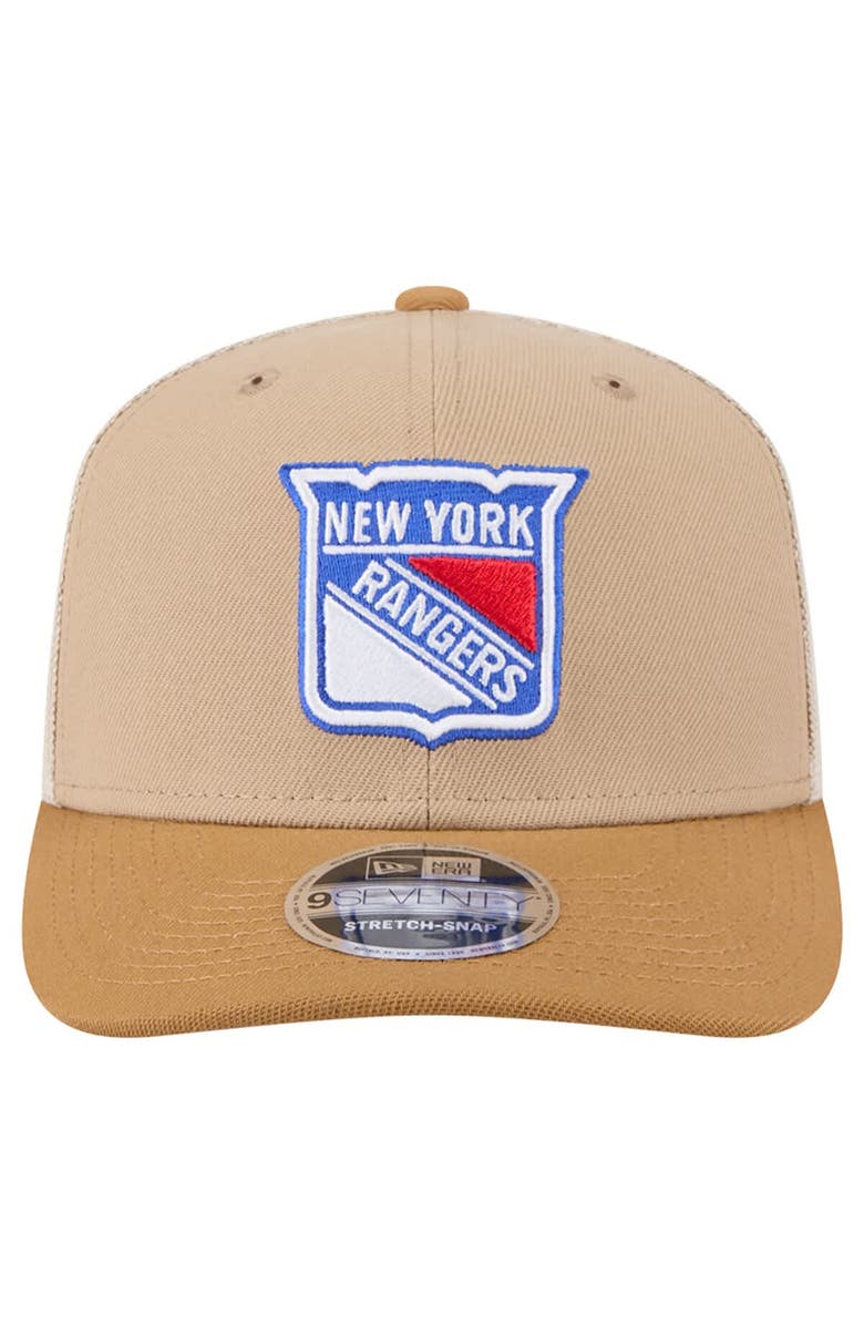 New Era Men's New Era Tan/Light Brown New York Rangers Two-Tone Trucker 9SEVENTY Stretch Snap Adjustable Hat, Alternate, color, Tan