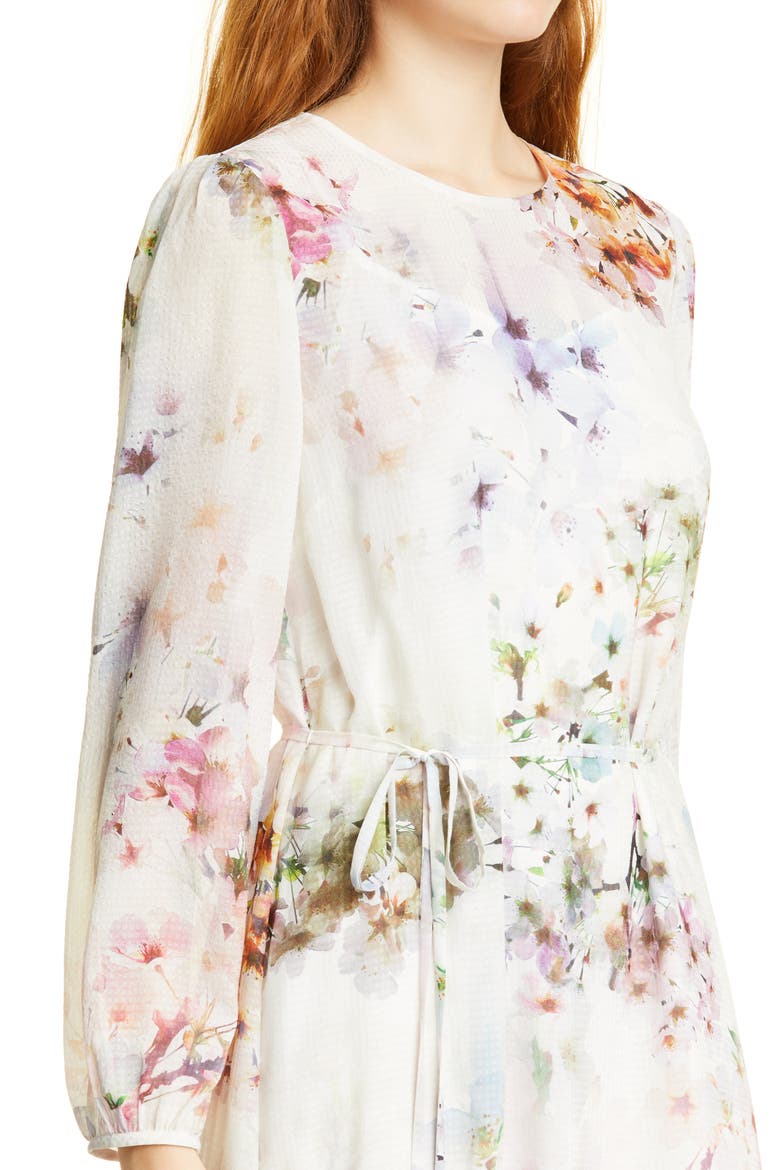 Kally Vanilla Ruffle Hem Midi Dress, Alternate, color, WHITE