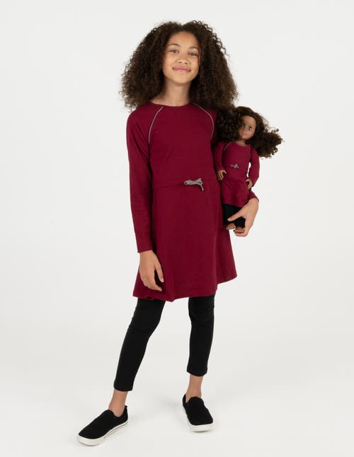Leveret Girls Bow Tie Dress With Matching Doll Dress In Burgundy