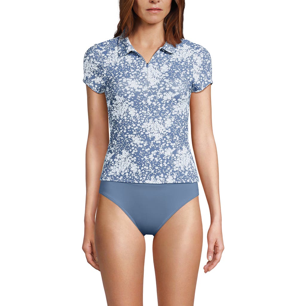 LANDS' END LANDS' END SHORT SLEEVE PIQUE JOHNNY COLLAR UPF 50 RASH GUARD