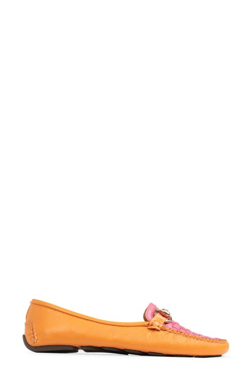 Shop Patricia Green Kim Horsebit Woven Loafer In Orange/hot Pink Leather