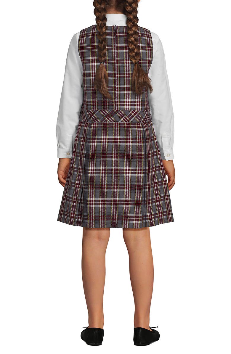 Lands' End School Uniform Girls Plus Plaid Jumper Top of Knee, Alternate, color, Gray Heather/Maroon Plaid