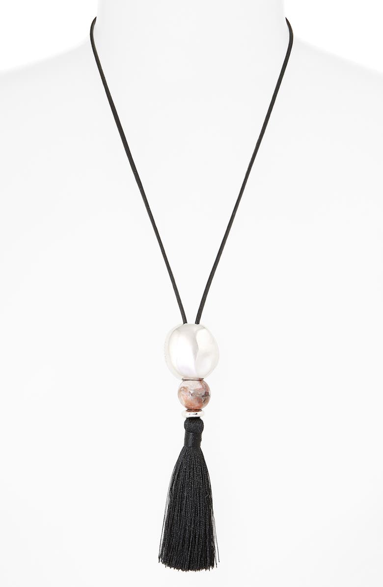 LELET NY Zoe Tassel Necklace, Alternate, color, Rhodium