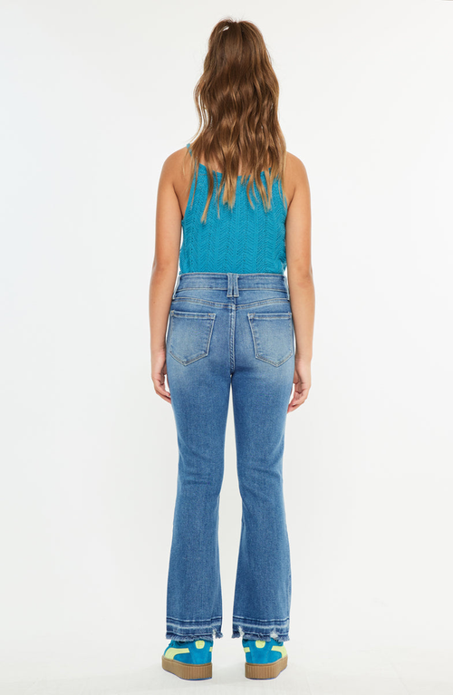 Kancan Bibi High-rise Cropped Bootcut Jeans In Blue