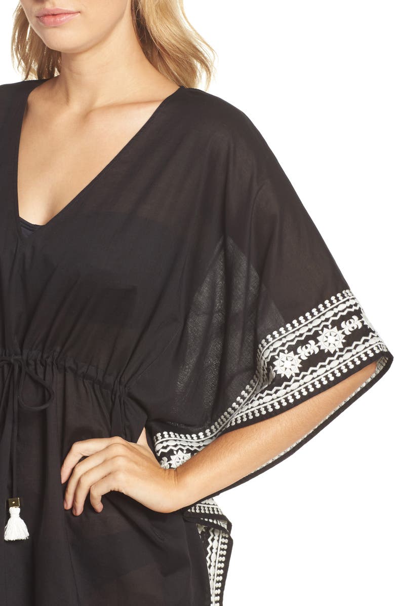 Tory Burch Ravena Shibori Stripe Cover-Up Caftan, Alternate, color,