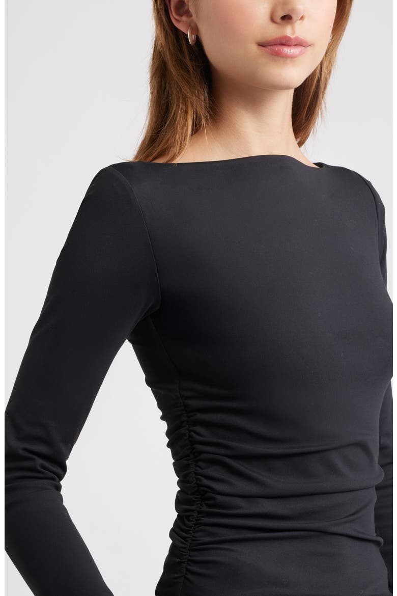 Ruched Side Top, Alternate, color, BLACK