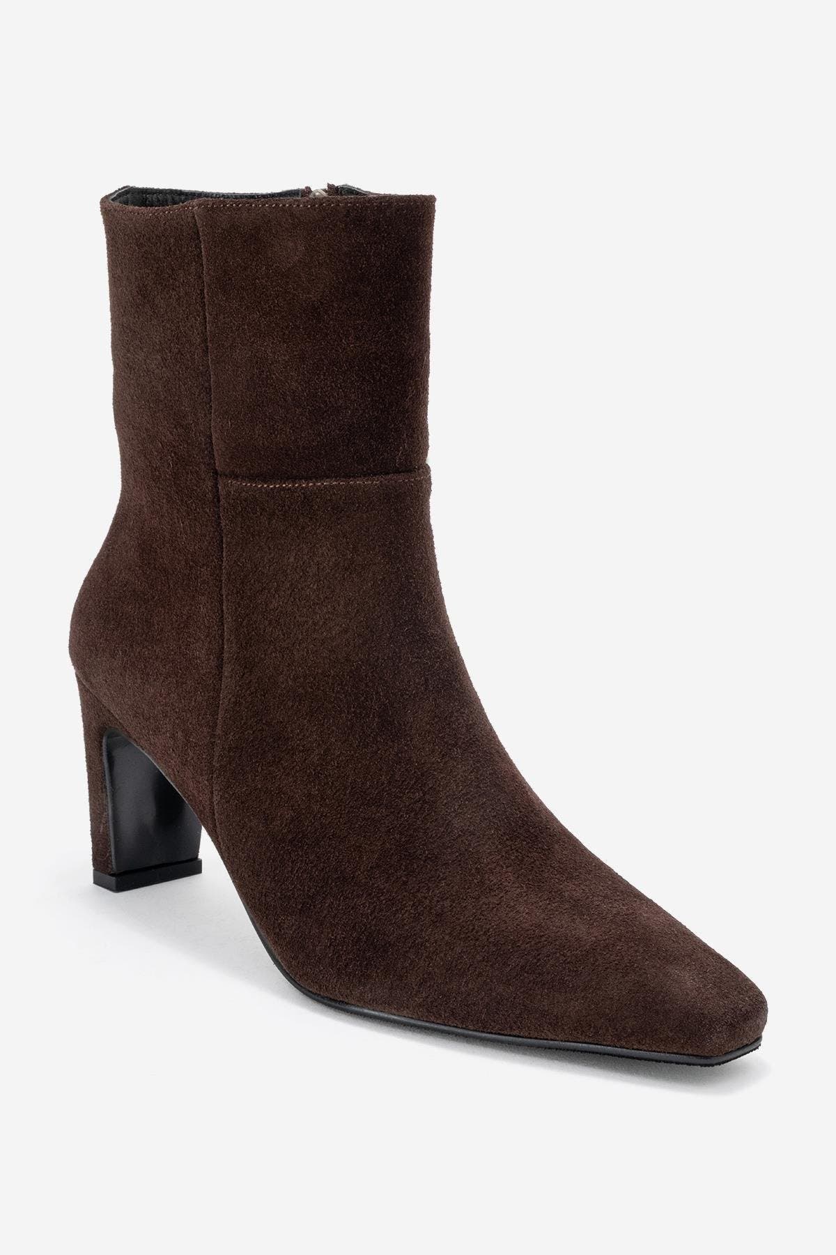 Kyoto Leather Block Heel Boot, Main, color, Brown Suede Leather