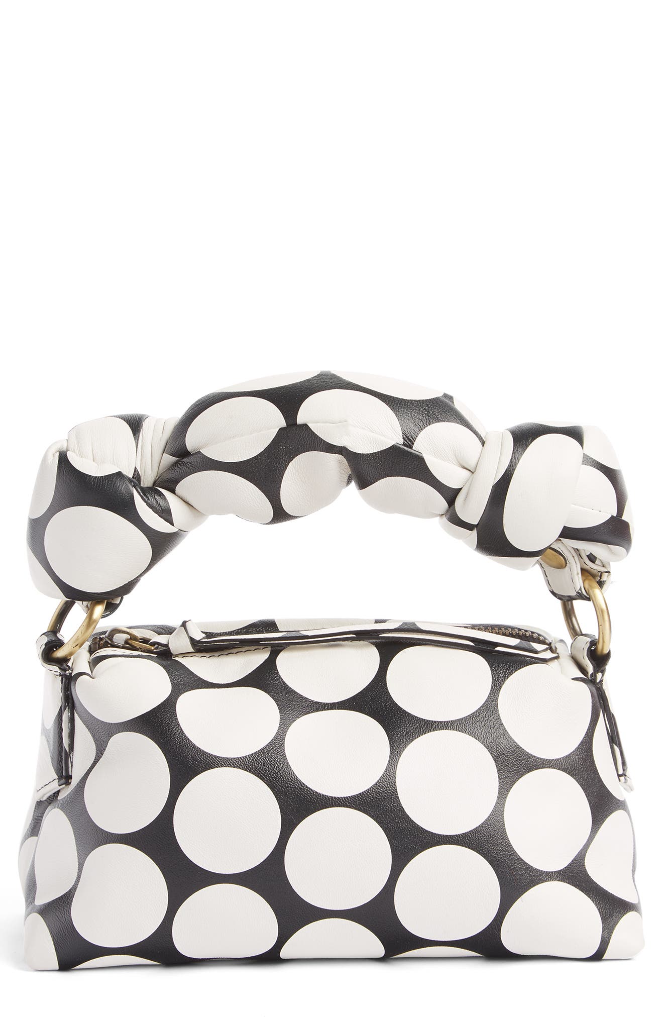 Dries Van Noten Large Puff Polka Dot Leather Clutch, Main, color, 