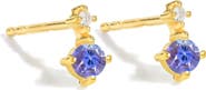 YS GEMS Emerald & White Topaz Double Drop Earrings