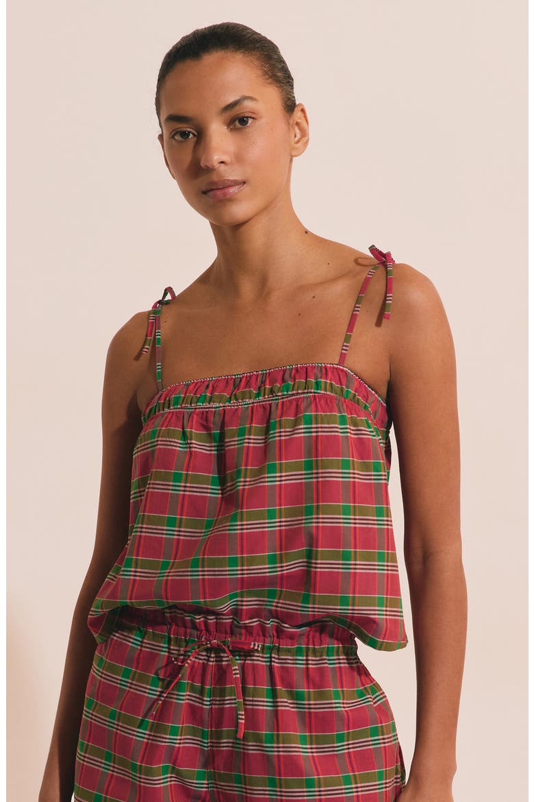 Vagabonde Plaid Cotton Pajama Camisole, Alternate, color, FUCHSIA