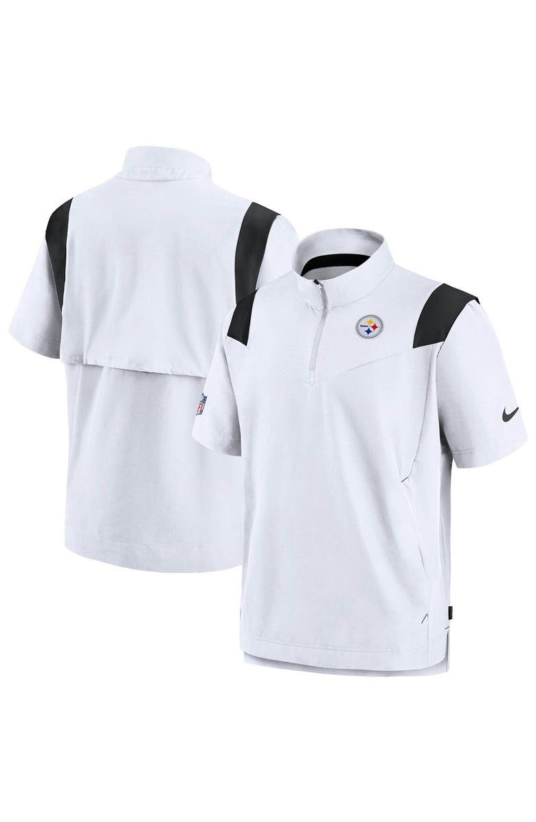Nike Men's Nike White Pittsburgh Steelers Sideline Coaches Short Sleeve Quarter-Zip Jacket, Main, color, 